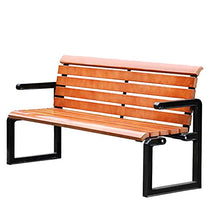 Garden Bench Outdoor Park Garden Solid Wood Benches Terrace Benches anticorrosive Wood Weather-Resistant Porch Chairs for 2-3 People Courtyard Seats Aluminum Frame Lounge Chair Furniture for Patio/Dec