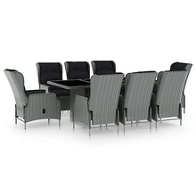 AJSEOYBS Outdoor Patio Set,Outdoor Garden Furniture,9 Piece Patio Dining Set with Cushions Poly Rattan Light Gray,for Deck, Patio, Garden, Poolside, Backyard