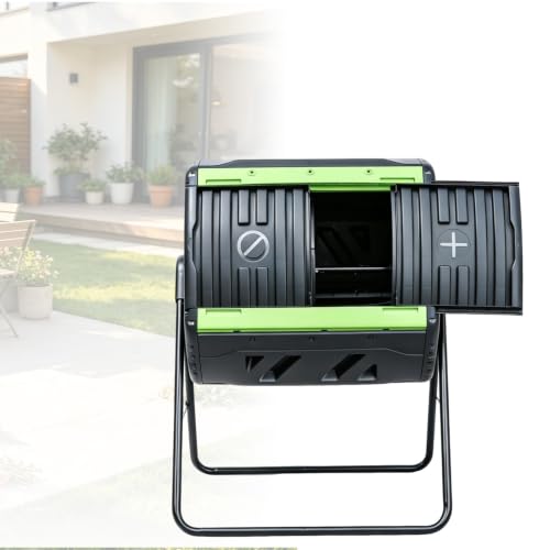 Large Dual Chamber Outdoor Compost Barrel Bin for Soil Maker