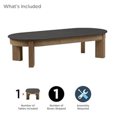 Real Flame Stratton 55" Outdoor Coffee Table, Natural Stone top, Aluminum Frame, Weather-Resistant Patio Coffee Table for Garden, Pool, Balcony, Porch