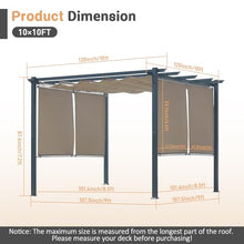 Masyardi 10 x 10 Ft Outdoor Aluminum Pergola, Retractable Canopy & 2 Sides Shades for Patio Backyard Garden Deck