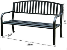Garden Bench Outdoor Benches Park Bench Patio Garden Bench Backyard Benches, Outdoor Park Bench Lounge Chair, Cast Iron Steel Frame Metal Garden Back Seat, Outdoor Wrought Iron Patio Bench with Armres