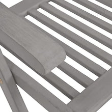 KKgypkn Garden Chair Set of 3 Grey Solid Acacia Wood Foldable Reclining Chairs with Adjustable Backrest for Outdoor Patio and Balcony Seating