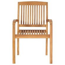 VIHHQGC 8-Piece Brown Teak Wood Garden Chair Set with Grey Polyester Cushions, Stackable Outdoor Dining Chairs for Patio Balcony Indoor Use
