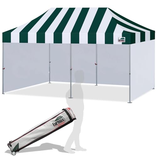 Eurmax USA Superior 10x20ft Pop-up Canopy Tent with 4 Side Walls,Stripe Green