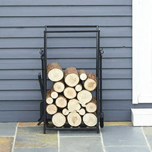 JDXQBLD Firewood Logs Storage Rack Holder with Tongs/Shovel/Brush/,Black Freestanding Iron Hearth Accessories Kit,Indoor/Outdoor/Stove Lumber Organizer