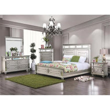 BOWERY HILL Contemporary 2-Drawer Wood Nightstand with Mirrored Accents Silver