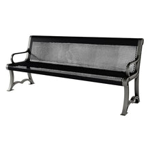 COATEDOUTDOORFURNITURE Bench, Black, Punched, 6Ft, with Back, Portable