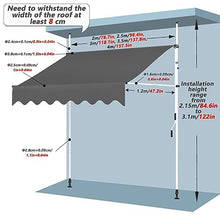 YUGXTH Manual Retractable Window Awning Canopy Cover with Handle, Adjustable Pergola Shade Cover with UV Protection, 100% Polyester Made Outdoor Canopy(Gray and White stripesA,3.5x1.2m)