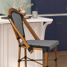 Flash Furniture 30 in Indoor/Outdoor Barstool, Black/White, 2-Pack