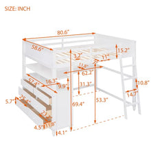 Harper & Bright Designs Full Size Loft Bed with Desk and Storage Drawers White