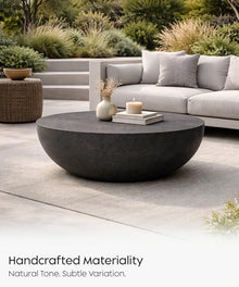 eldimer no.102 GFRC Concrete Coffee Table 35.4” - Handcrafted Round Modern Architectural Table, Weather Resistant, Indoor & Outdoor, 105 lbs Solid Cement Construction for Patio or Living Room