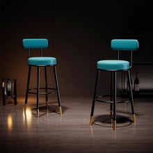 DINBOZ26X Counter Stools Green Barstool Iron High Chair Leather Household Reclining Bar Stool Bar Chair Gold Chair Feet Bar Stools(Large)