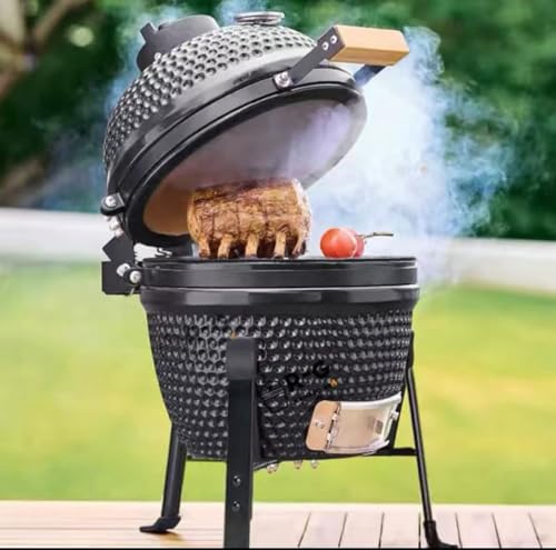 Artificial Outdoor BBQ Grill, Smoked Ceramic Roaster & Pizza Oven for Villa Garden(Black)