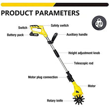 UWYTGF Garden Tiller,Electric Cordless Tiller Cultivator/Rotavator with Rechargeable Battery and Charger - Working Width 10Cm, Tilling Depth 16Cm, Ideal Cultivator for Soil Loosening
