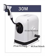 Heavy Duty Water Hose Holder, Portable 30M/100FT Hose Reel Box with Hose, Hose Reel Cart with Handle, Complete with Hose Guide, Nozzle, Fittings and Accessories, Easy for Garden Cleaning and Watering,