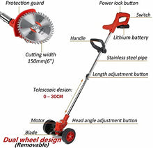 Cordless Weed Wacker with Wheel Electric ELD Lawn Mower Rechargeable Lawn Mower Suitable for Farms and Pastures, Red