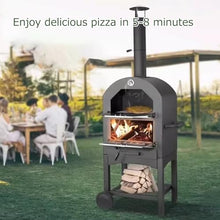 NEONMAN Outdoor Pizza Oven pizza oven outdoor outdoor pizza outdoor ovens 2-Layer Pizza Oven Wood Fired outdoor oven with 2 Removable Wheels Built-in Thermometer Peel, Cover & Cooking Grids