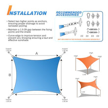 TANG 24' x 24' Sun Shade Sail Rectangle Outdoor Canopy UV Block Sunshades for Patio, Square Shade Cloth for Backyard Porch Deck Garden Pergola Cover, Turquoise