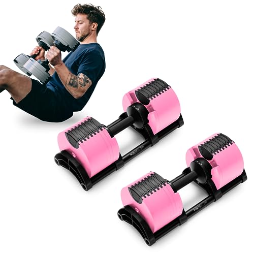 Bells of Steel Adjustable Dumbbells Set 5-80 lb Pink
