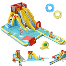 BOUNTECH Inflatable Water Slide, Dual Slides Kids Water Slide Park Jump Bouncy Castle w/2 Swimming Rings, Blower, Large Splash Pool, Backyard Blow up Water Slides Inflatables for Big Kids 3-12 Outdoor