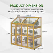 KEIKI Wooden Cold Frame Greenhouse, Large Outdoor Polycarbonate Garden Greenhouse Cabinet, Lean-to Green House Cabinet w/ Transparent Openable Top, Adjustable Shelves, Double Door for Outdoor Indoor