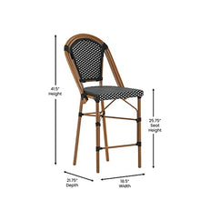 EMMA + OLIVER Black/White PE Rattan Bistro Bar Stool, 2-Pack
