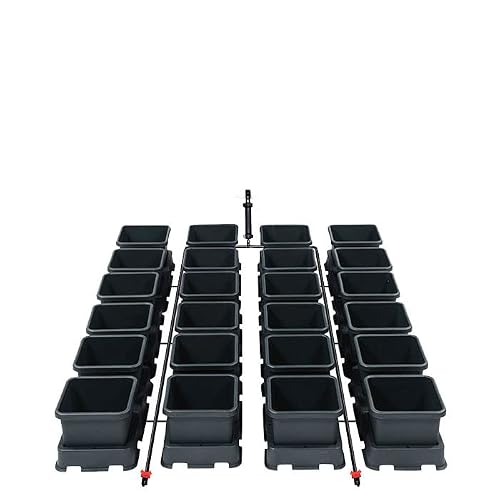 AutoPot 24 Pot easy2grow System (3.9 Gallon Plastic Pots) (*Includes AIRBASES and AIRDOMES) Dual-Pot Self-Watering, Gravity-Fed System (24Pot - 3.9 Gallon - No Tank) Indoor, Black