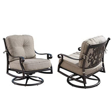 Oakland Living Aluminum Outdoor Swivel Club Chairs Set of 2 with Thick Tan Cushions Antique Copper