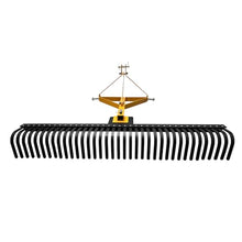 ActiveTrail 6 FT Landscape Rake for Tractors,3 Point Rake for Tractor Rock Rake with 37 Steel Tines and 360 Degree Rotation, Suitable for Category 1 and 2 Tractor,Yellow