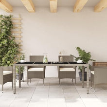 Garden Table Set of 4 Light Grey,Light Grey Rectangular Garden Table with Tempered Glass Modern Design for Entertaining Up to 6 People Outdoor Only Patio Tables