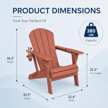 Patio Kingdom Folding Adirondack Chairs Set of 6 with Cup Holders, Heavy Duty HDPE Plastic Outdoor Chairs, Weather Resistant Heavyweight Patio Furniture Set for Deck, Fire Pit, Backyard, Coral
