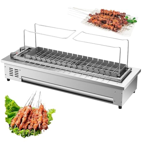 Large Smokeless BBQ Grill - Automatic Rotating Kebab Roaster, Electric Skewers for Tabletop Cooking, for Family Gatherings & Camping (L)