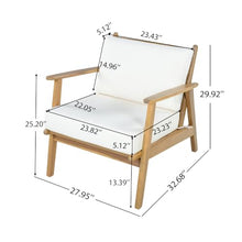 Christopher Knight Home Arber Acacia Wood Lounge Chair Outdoor Set of 2 with Removable Cushion, Solid Wood Patio Accent Chair with Cushion, Patio Furniture Set Sofa Chair, Beige+Light Teak