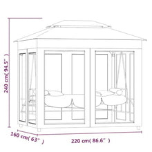 KGTKGTYER Gazebo Swing Bench with Canopy and Curtains, Convertible Outdoor Porch Garden Patio Seat Bed, Cream White
