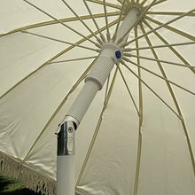 ARGENTFLUX Round Patio Umbrella Outdoor Portable Sun Shade Umbrella with Tassel Steel Pole Tilting Protection UPF, 16 Ribs, with Base