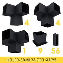 DIY Freestanding Pergola Bracket Kit with Slatted Roof - 6x6 Posts + 2x6 Rafters - Build Up to 24' x 24' - Steel Hardware Only