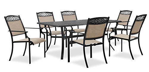 Hanover Lisbon 7-Piece Patio Dining Set Tan