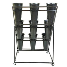 XJJUN Plant Flower Stand Flower Bucket Universal Wheel Creative Style Display Stand Removable Living Room Courtyard Bearing Strong, 2 Colors, 9 Barrels (Color : Black, Size : 70x50x105cm)
