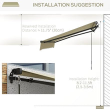 10' X 8' Manual Retractable Awning, Patio Sunshade with 280gsm Fabric, Aluminum Frame, Beige for Deck, Balcony, Yard Balcony Sun Shelter Crank,