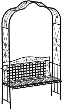 MANDALAY IRON PATIO ARBOR BENCH in ANTIQUE BLACK - PATIO FURNITURE