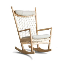 XRXwuf689 Home Rattan Chairs- Wood Rocking Chair - Nap Chaise Lounge & Single Sofa Chair - Rattan Chair - Leisure Chair for Living Room or Outdoor Patio Lounge Chair(Original Wood Colour)