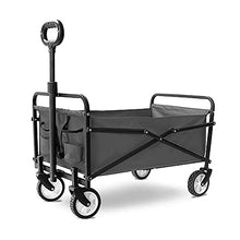 PUCNHZYNW Handcart, Folding Garden Trolley Cart Heavy Duty Wagon Multi-Function Shopping Cart for Outdoor Camping Beach Supermarket Pull Truck with 4 Wheels, Load 60Kg/Black