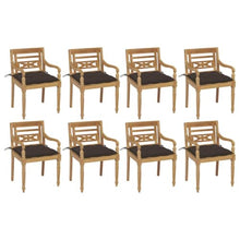 LPERTGFHU 8 pcs Batavia Chairs with Cushions, Solid Teak Wood Garden Patio Dining Chairs, Taupe