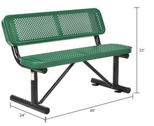 Global Industrial 4'L Heavy Duty Outdoor Steel Picnic Bench with Backrest