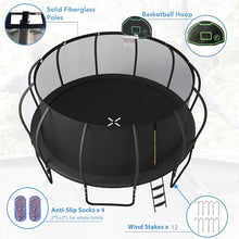 Merax Outdoor Trampoline 16FT with Basketball Hoop, Enclosure Net & Ladder