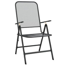 HKLGBVCR Folding Patio Chairs 4 Pcs, Iron Frame Outdoor Chairs with 7-Position Reclining Backrest, Expanded Metal Mesh Anthracite, Foldable Seating for Outdoor Space