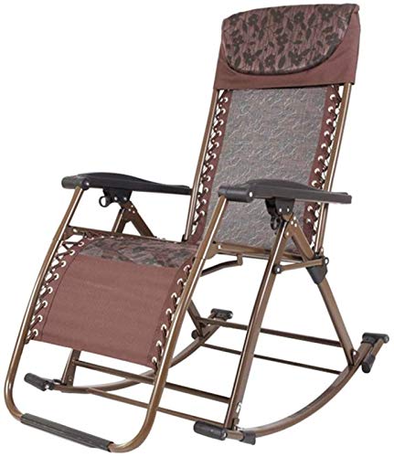Recliner Garden Rocking Chair Folding Recliner Outdoor Adjustable Sun Lounger Rocker Zero Gravity Seat Lightweight Sturdy Steel Frame Easy Storage No need to install (Color