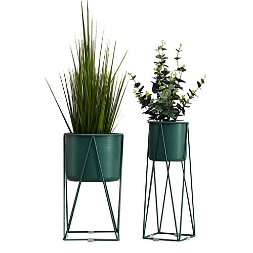 Metal Flower Rack with Plant Pot Living Room Iron Floor Stand Indoor Balcony Decoration Display Shelf Outdoor Garden Patio Plant Rack-Green