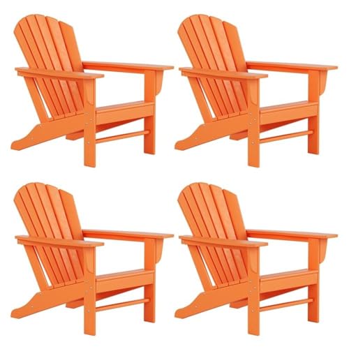 Afuera Living Portside Classic Outdoor Adirondack Chair Set of 4 Orange